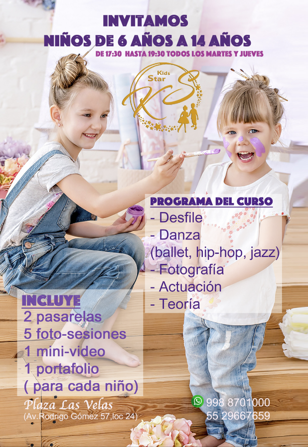 ProyectoBrujula's tweet photo. #KidsStar
El curso que ayuda a tus hijos a poder convertirse en las estrellas que llevan dentro ⭐, ayúdalos a brillar con los programas que tienen para tus pequeñines.🌟✨
Ubicados en Plaza Las Velas. 🕯️
Pide Inf. 998 8701000 https://t.co/ksG9hGwvew