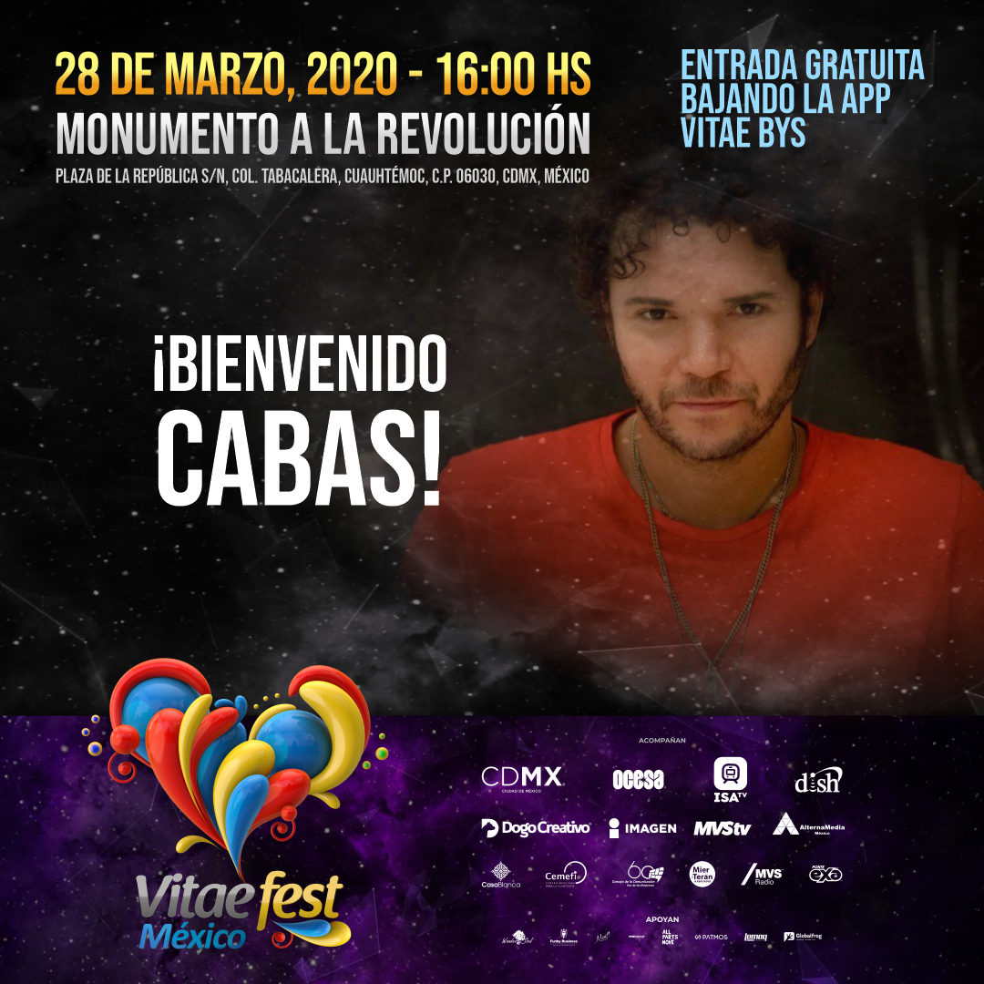 VitaeFest's tweet photo. Bienvenido Cabas al #VitaeFest México! 
@CabasMusica

VITAE FEST MÉXICO
Marzo 28, 2020.
Monumento a la Revolución, Plaza de la República s/n, col. Tabacalera, Cuauhtémoc, c.p. 06030, CDMX, México. https://t.co/eEnFMlSAt5