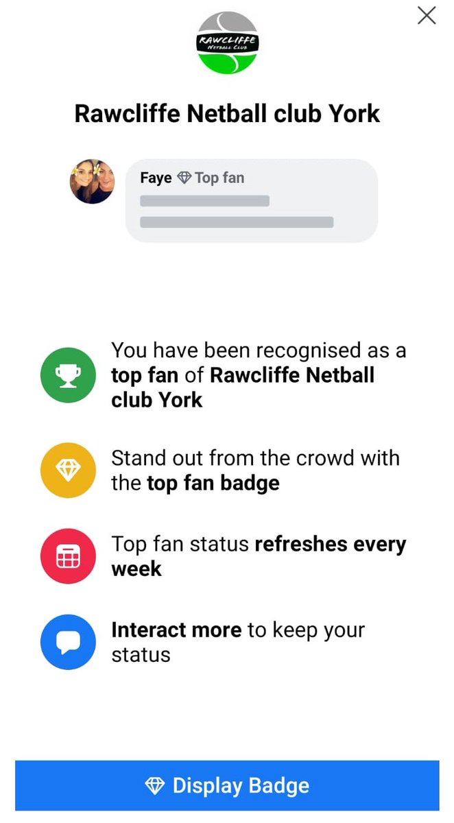 RawcliffeNetbal's tweet photo. Faye is displaying her badge with pride, are there any more top fans out there 🥇💚 #netballteam #netballclub #teamgreen #socialmedia #topfan #fitness #netballfamily #fayelovesit https://t.co/ogKbq3GHle