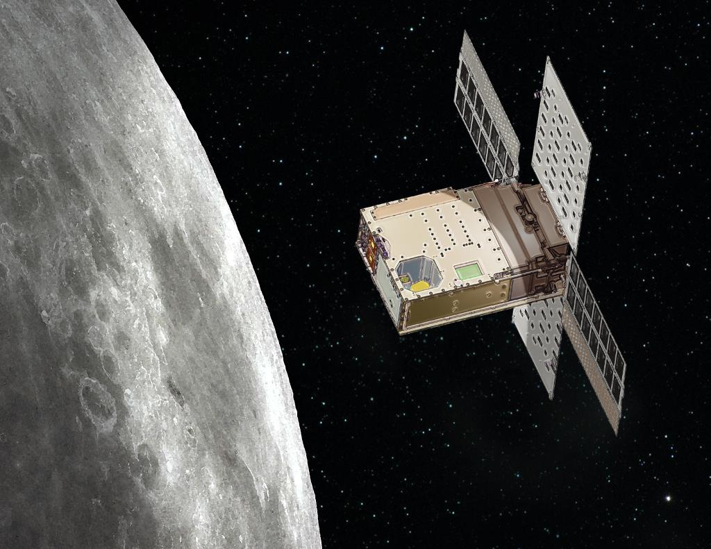 NASA_SLS's tweet photo. Before NASA's #Artemis astronauts explore the Moon's South Pole, small spacecraft called CubeSats will precede them. One CubeSat in particular -- a lunar flashlight -- will locate ice deposits in the Moon’s permanently shadowed craters. MORE >> https://t.co/ANsAUfnj6y https://t.co/gZryUDmK6r