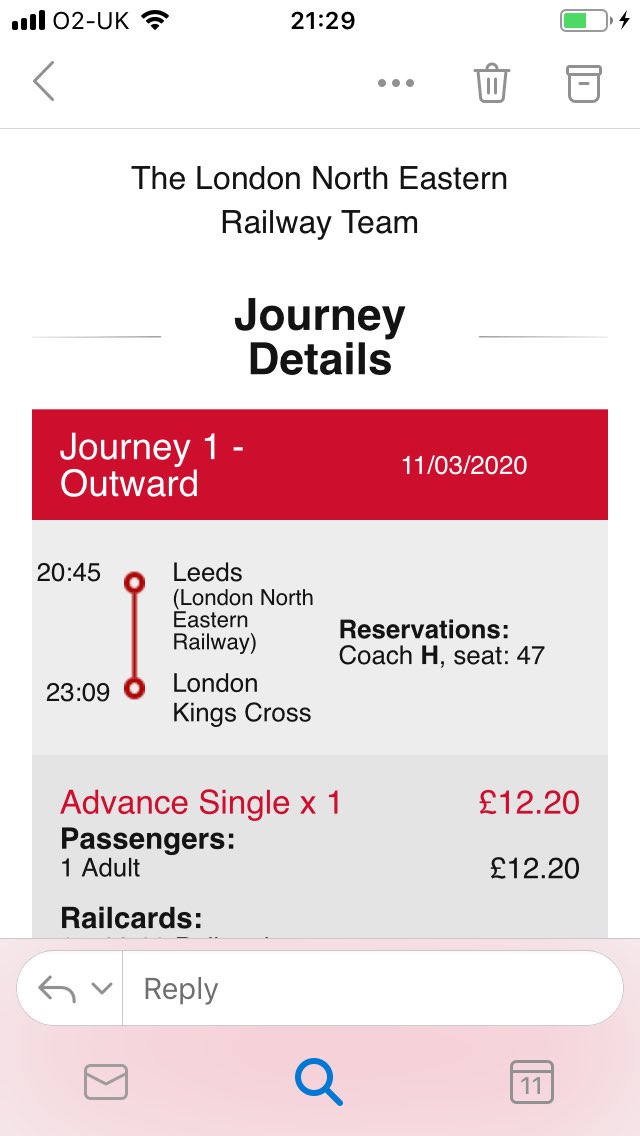 james_creates's tweet photo. @LNER why has my 20.45 leeds to london sneakily become an extended edition? A 23.09 arrival when i booked is suddenly 23.33 before it even left with zero explanation.... https://t.co/er0v0nN6qj