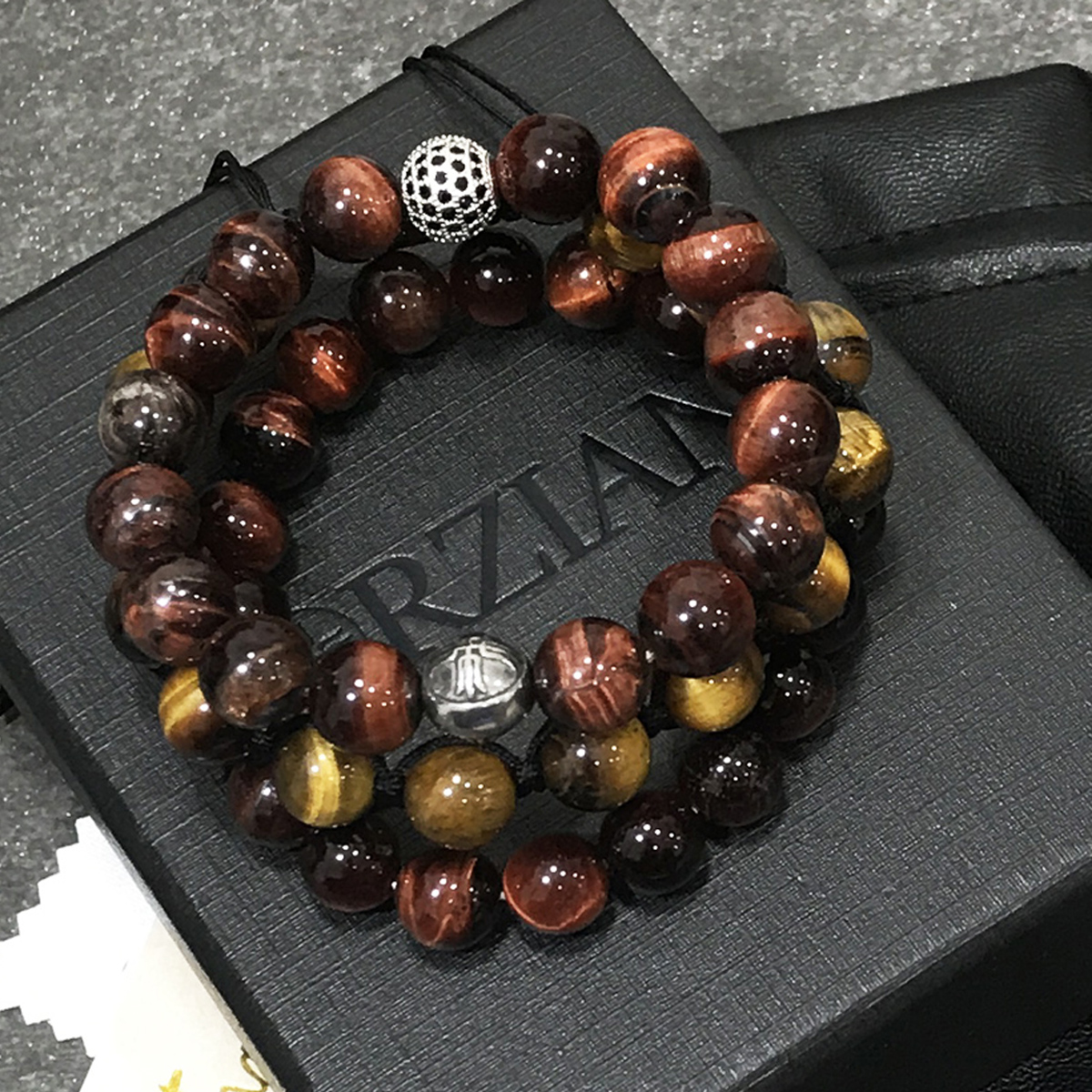 Forziani's tweet photo. Masculine SYDNEY stack with Red &amp; Yellow Tiger's Eye. Discover amazing #mensbracelets featuring a combination of elegant #leather, colored #gemstone #beads and talismans from across cultures for a positive impact on your #energy and spirits ⚜️⚡️✨ Find us on Google #forziani https://t.co/bgt76uC8xP
