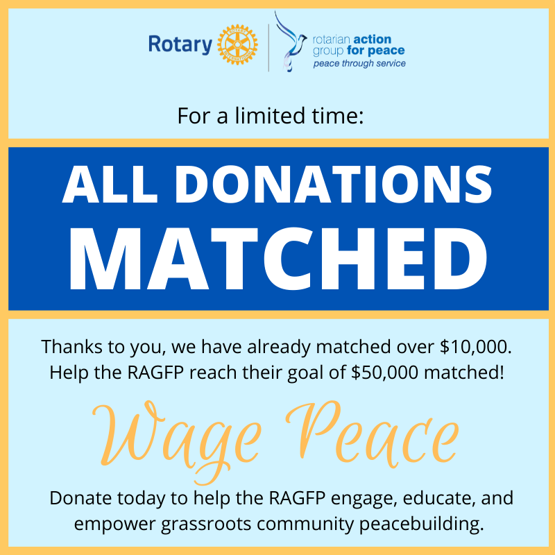 RAGFPOfficial's tweet photo. THANK YOU PEACEBUILDERS! 🎉You have raised over $10,000 to engage, empower, and educate #peacebuilders and #PeopleOfAction to wage #Peace all over the world.  Donate today to help the RAGFP reach and match our goal of $50,000 🙏

https://t.co/EINFM8Yze3

#Rotary #Rotarians #RAGFP https://t.co/FUbEtPsVvZ