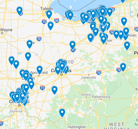 Tylerjoelb's tweet photo. PLEASE SHARE: Here is an updated map of all Ohio polling locations that are changing for the March 17 Primary Election because of coronavirus concerns. New locations are given where known.  https://t.co/SkI4qtklSf https://t.co/dmSUqylst1