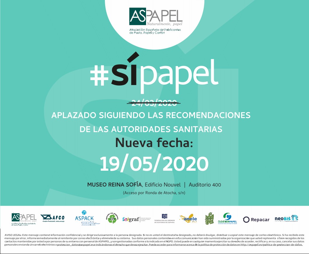 El evento anual del #ForodelPapel se pospone siguiendo las recomendaciones de las autoridades sanitarias. 

Reagendamos fecha 📆 ¡¡19 DE MAYO!!

Nos vemos pronto en #SiPapel