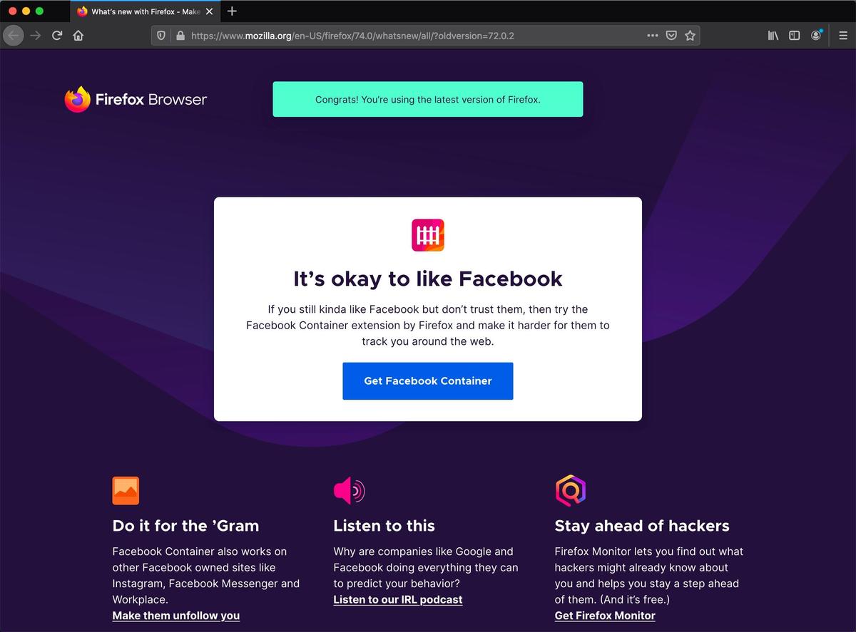 cybersecboardrm's tweet photo. Firefox 74 is out: Here are the key changes and features | ZDNet https://t.co/Z6Vk5rwZlY #Firefox74 #privacy #FacebookContainer #blocktrackers #CyberSecurity https://t.co/Yf9MStCeoV