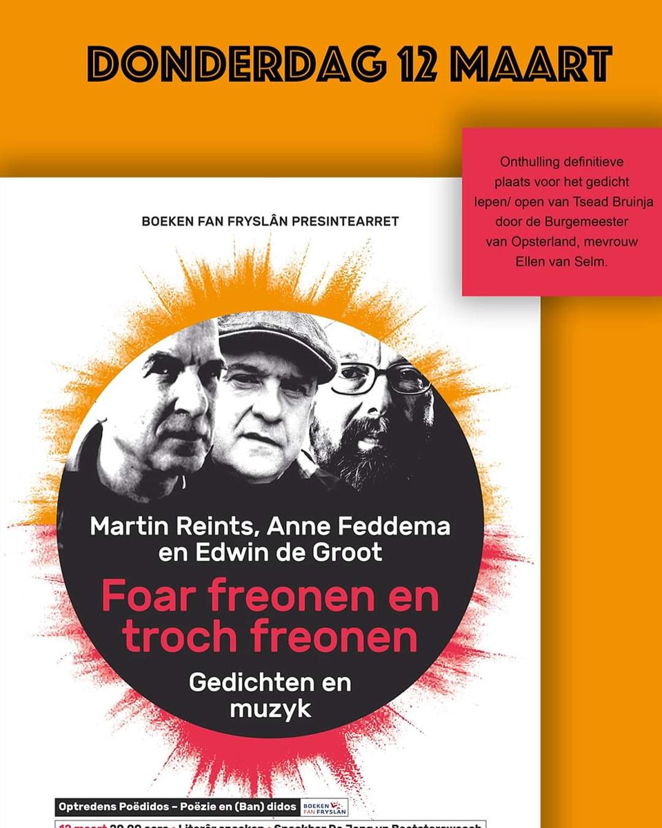 Donderdag 12 maarr literair snacken bij de Jong's cafetaria!