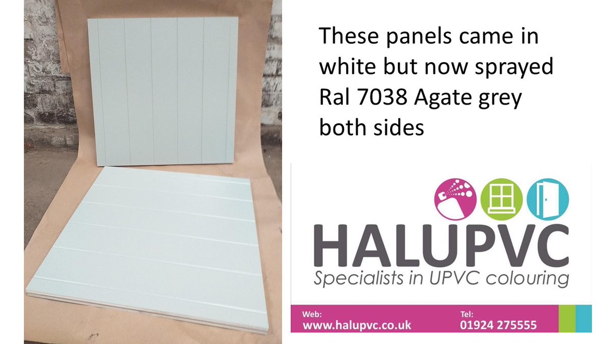 HalupvcLimited's tweet photo. These #panels came in white but now have been #sprayed #Ral7038 #Agate Grey and will be fitted to a matching colour #door. https://t.co/jUANzV2knz
