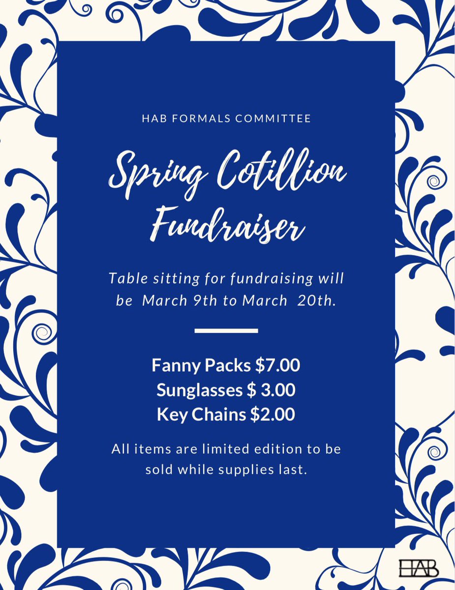 HollinsHAB's tweet photo. Please donate and buy some swaggy merch from HAB for formals! We will be table sitting in Moody until the 20th!!! https://t.co/cEjf2QFj3R