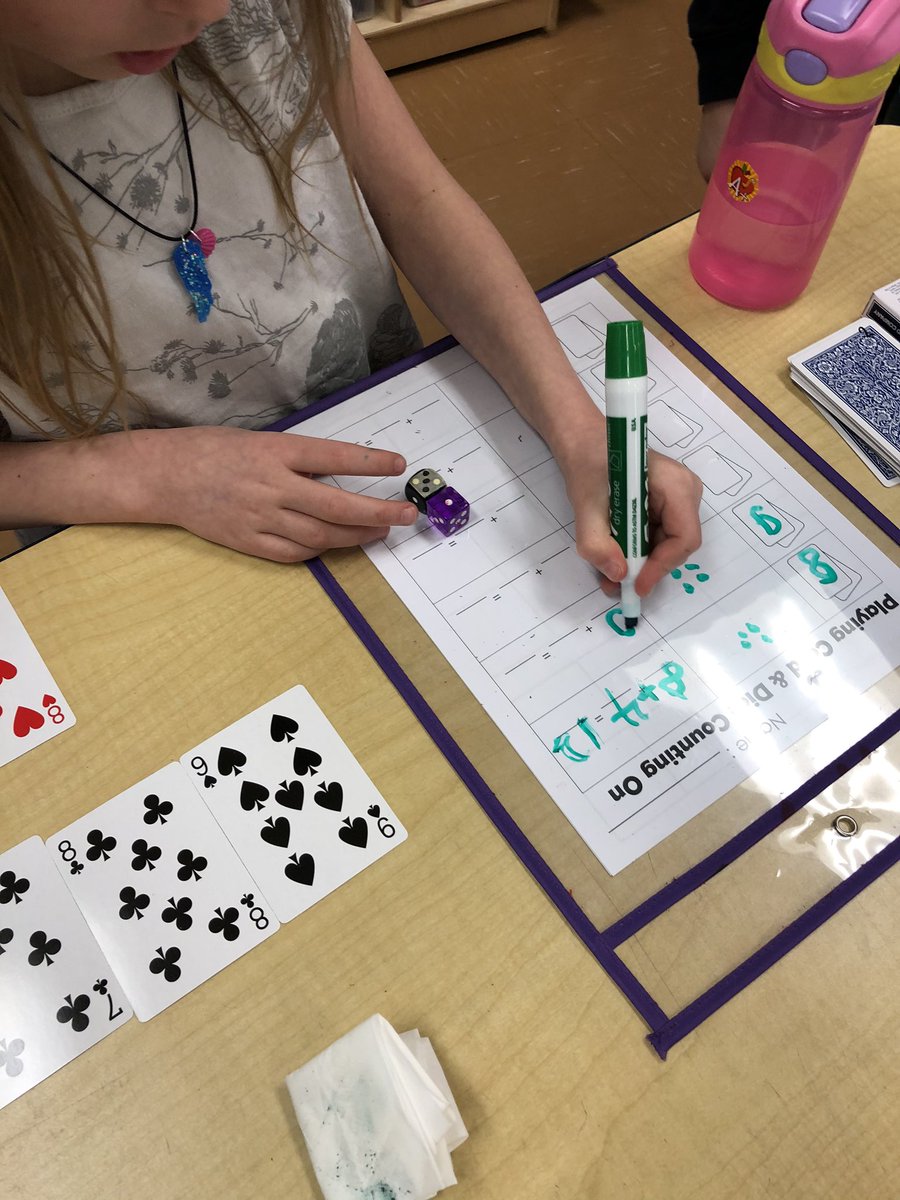 SecristSara's tweet photo. Playing an addition game today, differentiated for all levels! Adding 2 cards to 2 dice, 1 card to 2 dice, 1 card to 2 modified dice and 1 card to 1 die.
#eipsteaches #EIPS #math #mathgames #iteachfirst #gradeonefun #gradeonemath #addition https://t.co/QVsn87fCaP