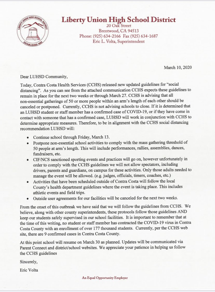 FalconsOakley's tweet photo. Please be understanding of the difficult decision that was made by the dist. Regarding attending school events for the next couple of weeks. Here is a copy of the letter sent out yesterday. https://t.co/b9j029itXX