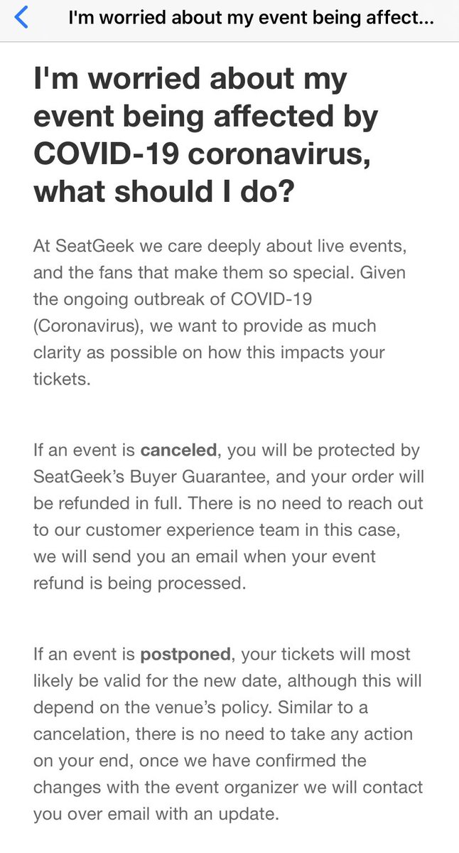 WIBackpacker's tweet photo. Nevermind - bought the tickets on @SeatGeek but issued by @Ticketmaster - and #SeatGeek has phenomenal information on their #HelpSection already about what happens if the #CoronaVirus cancels or postpones a game... #ThankYou https://t.co/ZCvzdkFhou