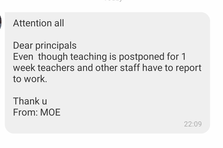 This is how Maldives  handles #Coronavid19  where they believe only students are affected and not the staffs. 🤷‍♂️ <a href="/aisthly/">Aishath Ali</a> <a href="/MoEdumv/">Ministry of Edu, Higher Edu and Skills Development</a> <a href="/WHO/">World Health Organization (WHO)</a> <a href="/ibusolih/">Ibrahim Mohamed Solih</a>