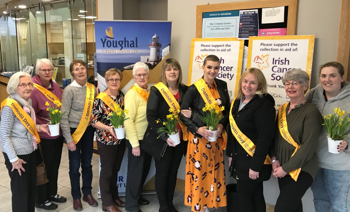 youghalcu's tweet photo. We had great fun launching Daffodil Day with the Youghal branch of the @IrishCancerSoc  this week &amp; Shannen Bulman Joyce, this has unfortunately been canceled this year due to the coronavirus outbreak. If you would like to donate please text 'CANCER' to 50300 to give just €4 https://t.co/iLjC0v4oqw