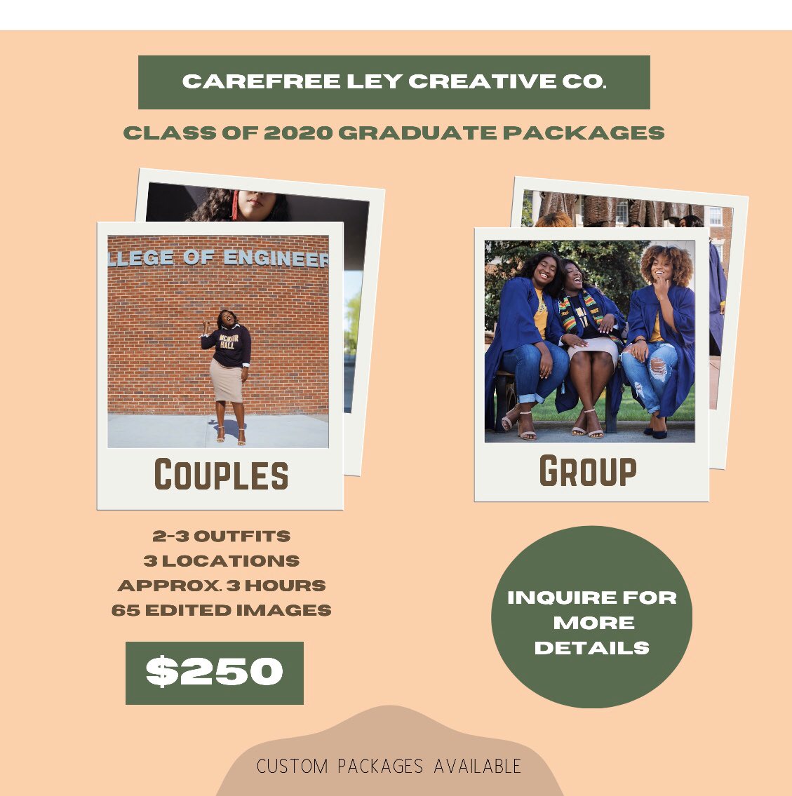 carefreeleycc's tweet photo. ππβπ¬ ππ‘ππ π¬πππ¬π¨π§! π S/o Class of 2020, The Perfect Vision! Graduation bookings are now open. Click the link in my bio to inquire! Canβt wait to work πβ£
β£
#NCAT #NCAT20 #UNCG #UNCG20 #BENNETT #BENNETT20 #WSSU #WSSU20 https://t.co/1q6KxbunMn