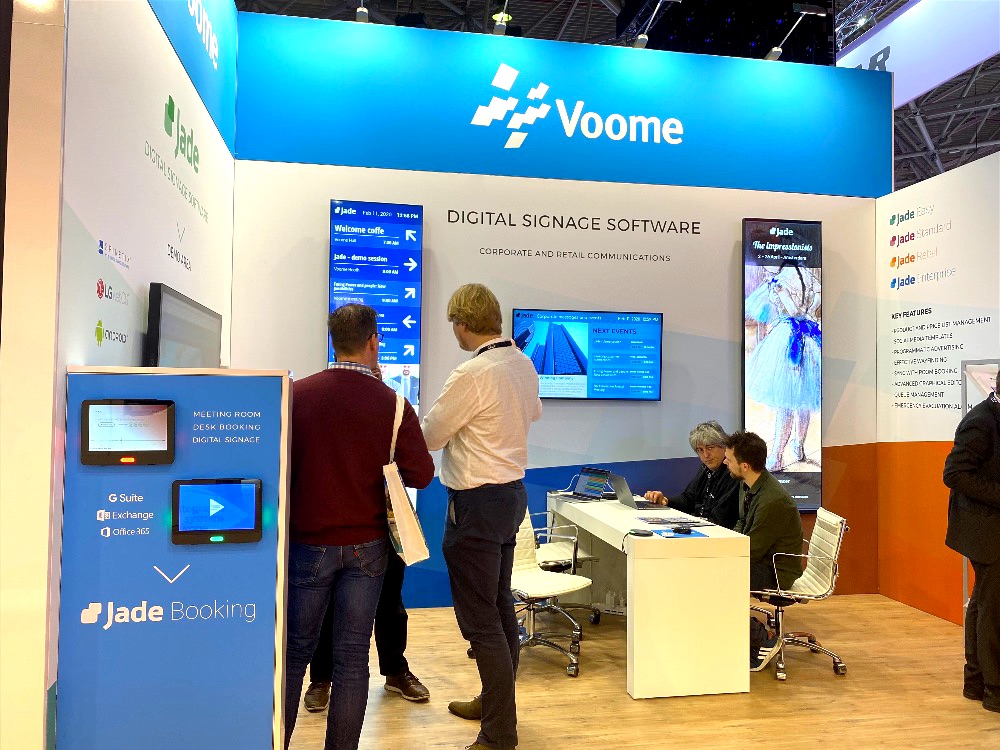 VoomeNetworks's tweet photo. The #ISE2020 edition was a great one for @VoomeNetworks. See our highlights from the show and "relive" all #digitalsignage &amp; #roombooking experiences we launched in Amsterdam. https://t.co/N4v9bBD04r https://t.co/WImDRxW7aI