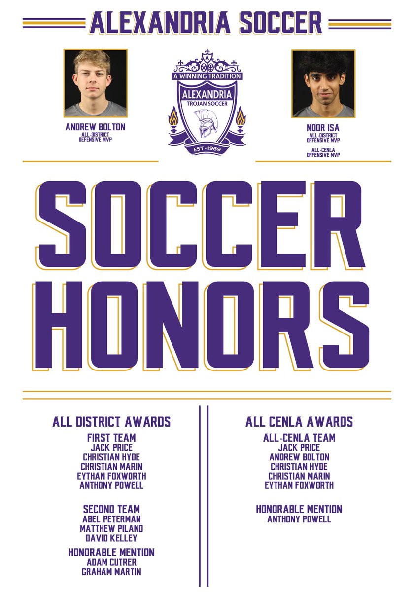 Congratulations to our players on their honors for All-District and All-Cenla!