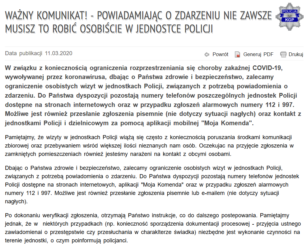 PolskaPolicja's tweet photo. Ważny KOMUNIKAT! Powiadamiając o zdarzeniu nie zawsze musisz to robić osobiście w jednostce Policji.
W związku z koniecznością ograniczenia rozprzestrzeniania się choroby zakaźnej COVID-19, dbając o Państwa zdrowie, zalecamy kontakt telefoniczny.Więcej⤵️
👉https://t.co/KajvpfIT8C https://t.co/xeYxxGcBmu