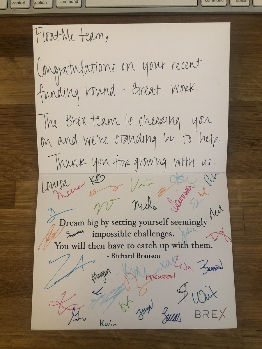 JoshSanchez_13's tweet photo. Imagine if every bank celebrated their business customers the way @brexHQ does?
Such a small note means a lot! Thank you, Brex for being a part of our journey and celebrating our growth!
#floatme #Brex https://t.co/XPTsxvIJUR
