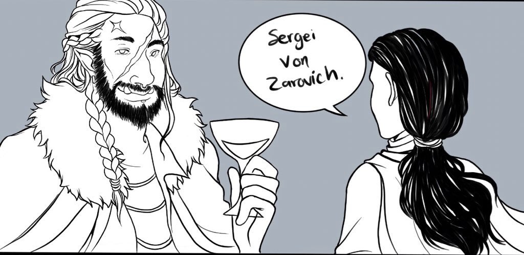 _bonne_justice_'s tweet photo. ✨✨CURSE OF STRAHD SPOILER BELOW READ AT YOUR OWN RISK! IMPORTANT NPC INTRODUCTION ✨✨
.
.
.
.
.

Kalen meeting a very special NPC and trying not to freak out about it outwardly.........hes not good at that. https://t.co/R8l4EkGurz