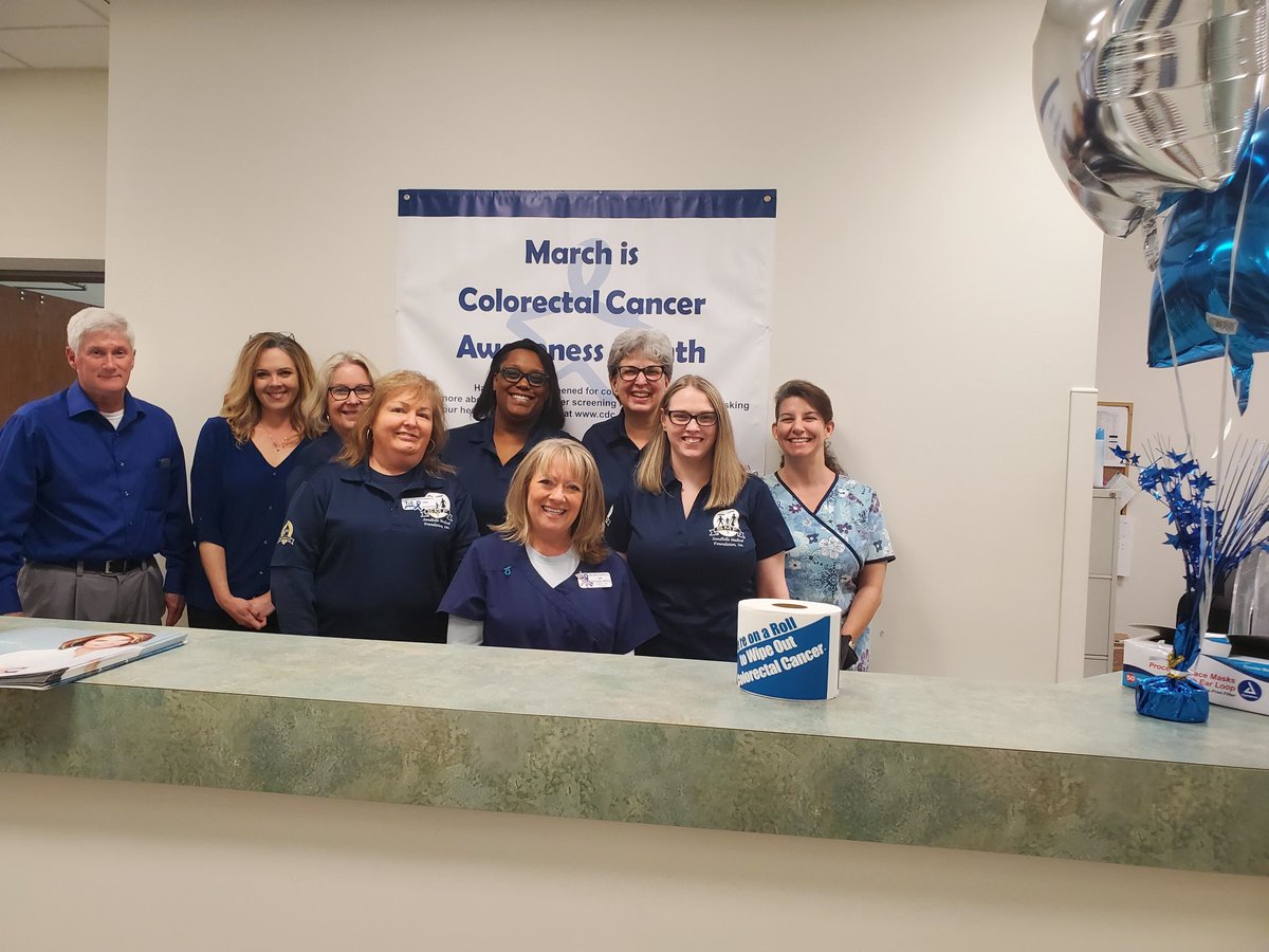 ChampsforCRC's tweet photo. This week was kicked off @SandhillsMed McBee site!  As you walk in, the entrance is decorated with blue decorations and educatioinal material on being screened! @SandhillsMed Thank you for letting us be a part of your CRC celebration! #SMF #screenoutcancer #crcmonth https://t.co/HWjYpX8A28
