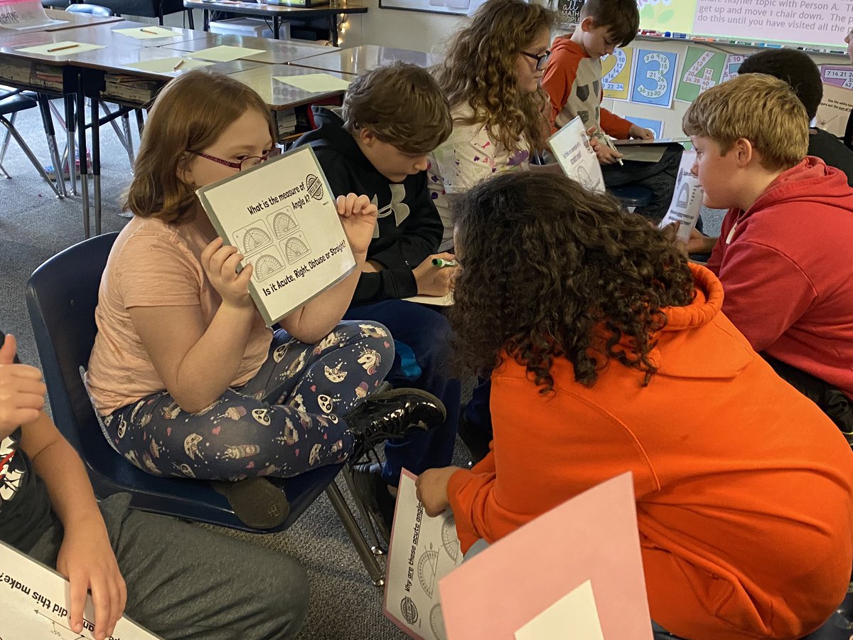 Students practicing angles in Math class. Mrs. Geggie used the technique speed dating to get the kids up and moving with review! 
#denveristheplacetobe
#mathisawesome