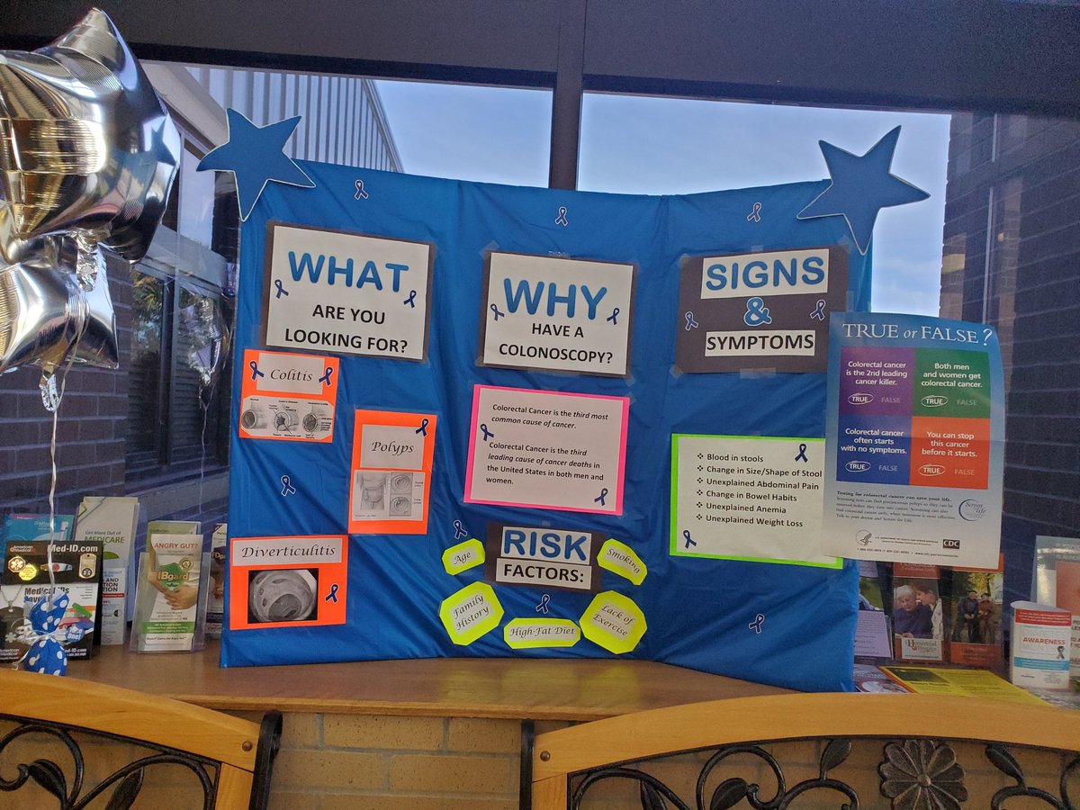 ChampsforCRC's tweet photo. This week was kicked off @SandhillsMed McBee site!  As you walk in, the entrance is decorated with blue decorations and educatioinal material on being screened! @SandhillsMed Thank you for letting us be a part of your CRC celebration! #SMF #screenoutcancer #crcmonth https://t.co/HWjYpX8A28