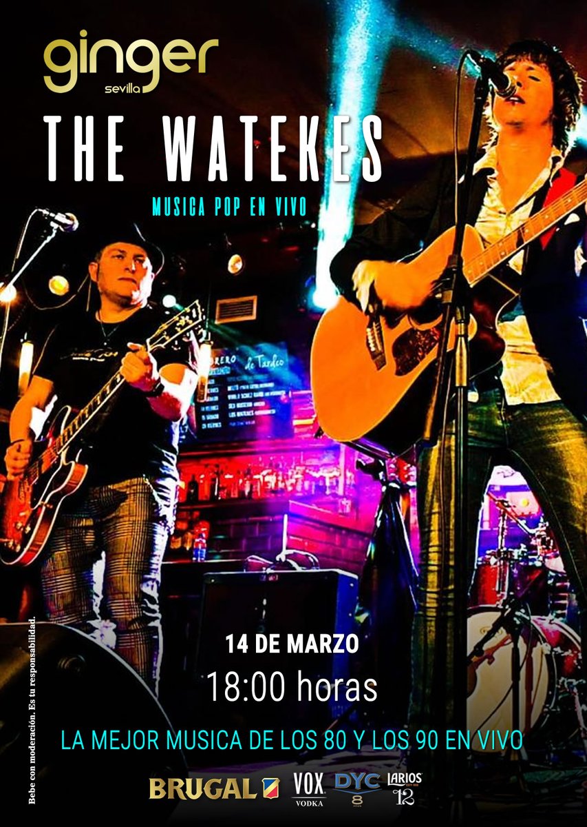 Este sábado la música corre de la mano de The Watekes!! 

Como siempre a las 18 horas os esperamos para escuchar la mejor música en directo en #GingerSevilla 

#Sevillaeste #salirensevilla #musicaendirecto #theWatekes