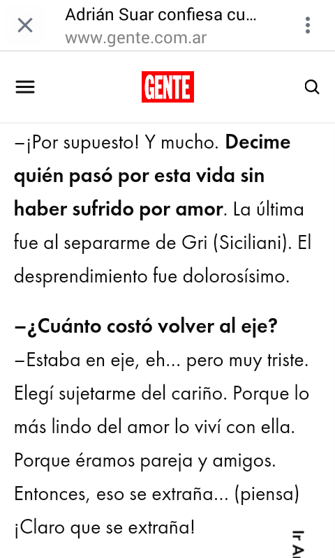 ninarichi7's tweet photo. @DaniAmbrosino @ElchuecoSuar @grisici 😍 y lo que dijo en la revista, que lo más lindo del amor lo vivió con ella. 😉 https://t.co/MUBxTPgQjj