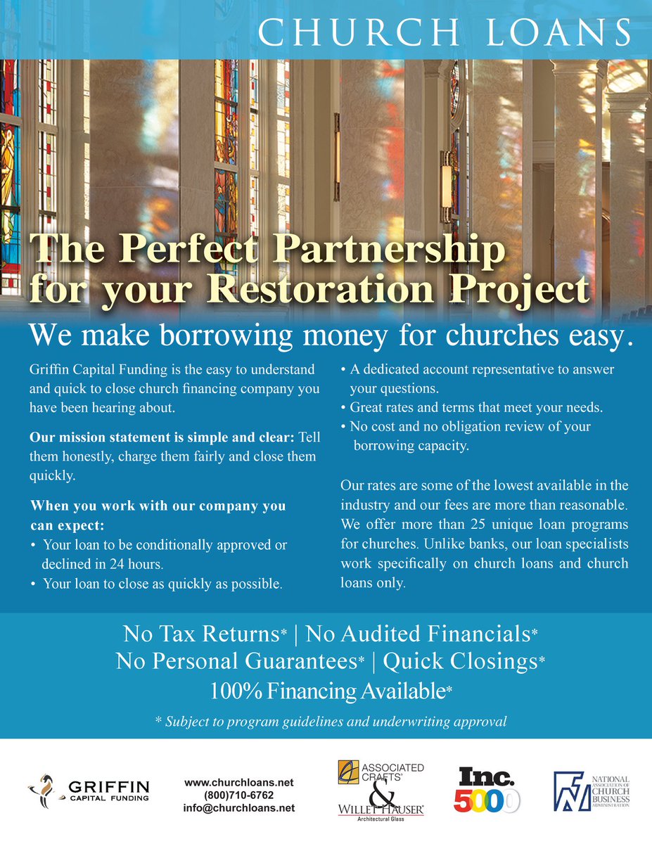 ACWHGlass's tweet photo. Interested in financing your stained glass project?

We have partnered with Griffin Capital Funding, one of the nation’s largest church financing companies to provide financing for churches looking to purchase, renovate, or restore stained glass projects within the USA. https://t.co/d7V5ZaW9cA