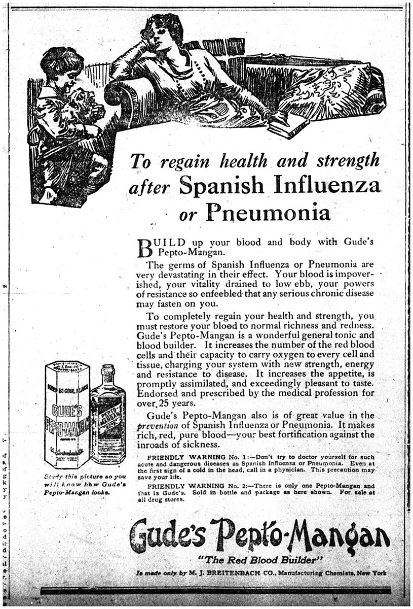 More ads that ran in the newspapers in 1919 during the Spanish Flu.