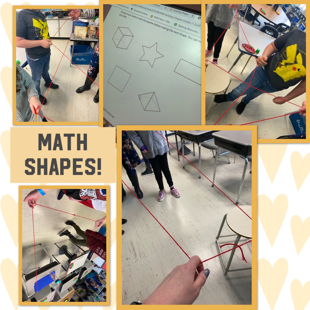 mrspGOALS's tweet photo. Inspirational Math  Week continues!!!! Yarn and shape shifters!!!! #geometry #Inspirationalmath #eipsteaches #Brentwood #GOALS #FUNTIMES https://t.co/LX7ArCcj6A