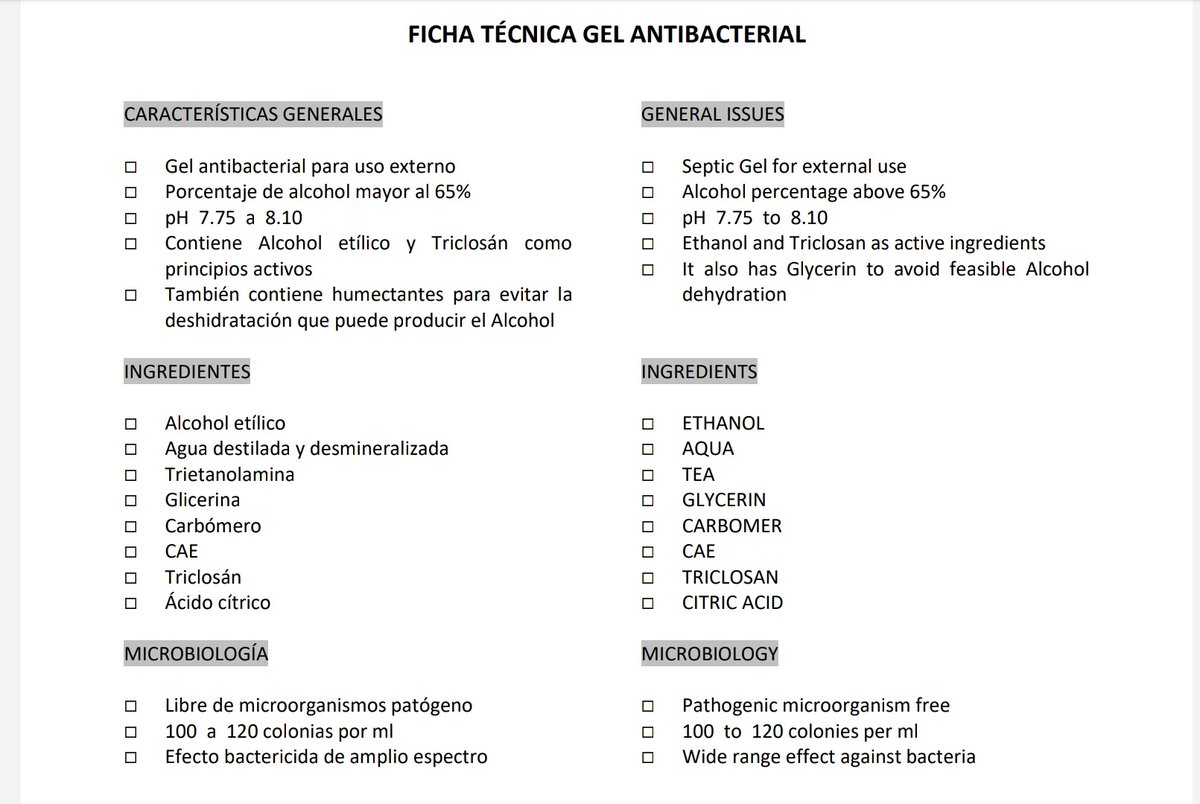 ttradingmx's tweet photo. @TlalpanVecinos Buenas tardes vecinos 
Tenemos stock de Gel antibacterial en presentación de 1 L al 65%, se adjunta ficha técnica $90 , entregas en sucursal Felix cuevas del Valle https://t.co/yDQGO6HLai