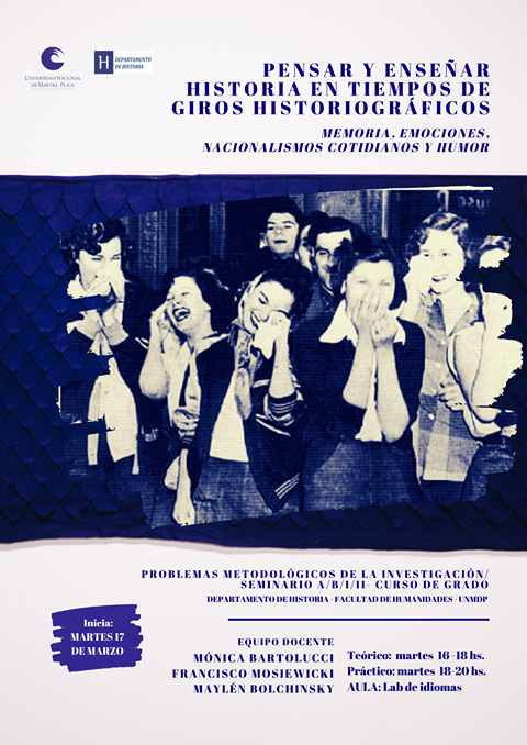 PENSAR y ENSEÑAR HISTORIA EN TIEMPOS DE GIROS HISTORIOGRÁFICOS. Memoria, emociones, nacionalismos cotidianos y humor.
PROBLEMAS METODOLÓGICOS DE LA INVESTIGACIÓN/
SEMINARIO A/B/I/II