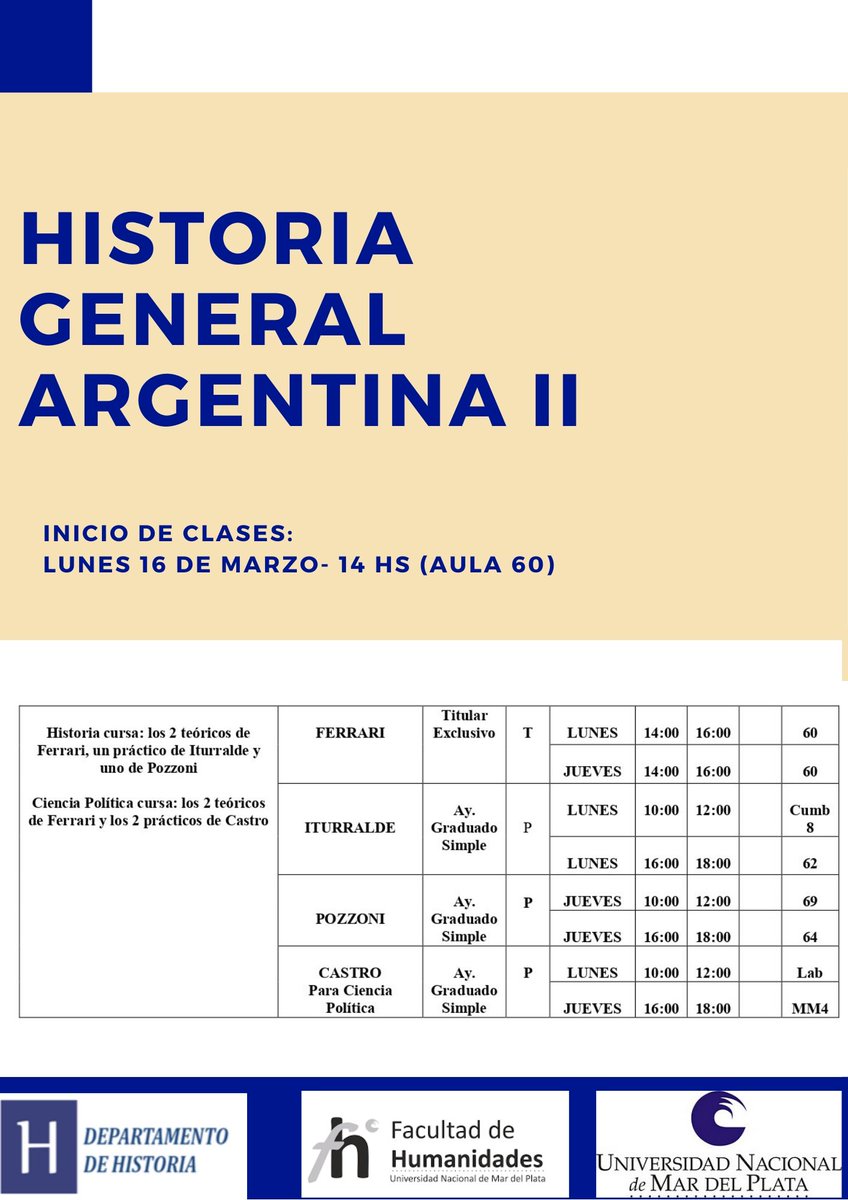 INFORMACIÓN Y CLASE PRESENTACIÓN DE HISTORIA GENERAL ARGENTINA II