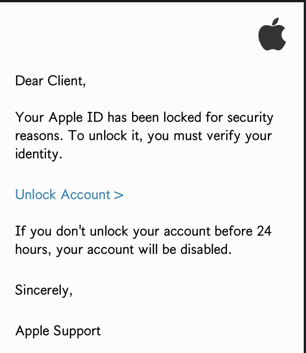 dnadarevic's tweet photo. @AppleSupport is this real? Just got this email unprompted by any account activity? https://t.co/mKuKRLaEpO