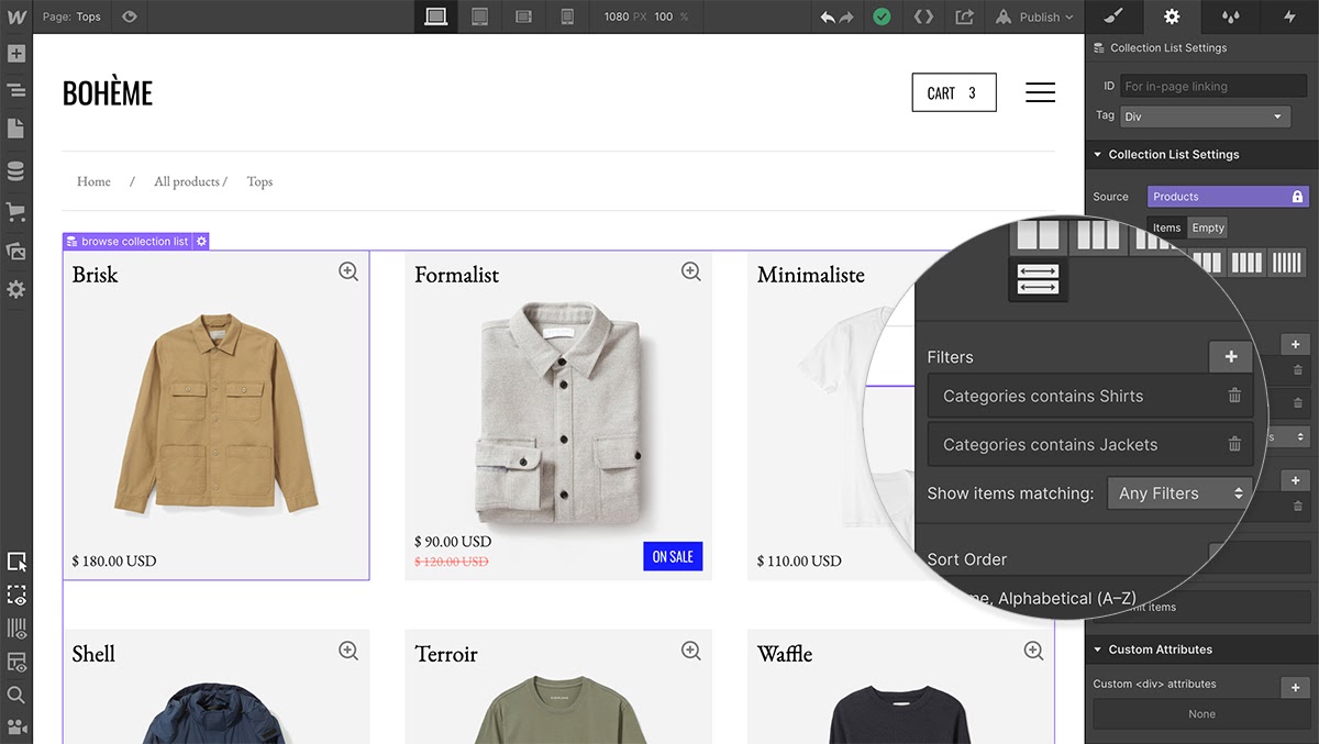 webflow's tweet image. #WebflowUpdate⚡️

Create a better browsing experience with &quot;or&quot; collection filtering (and *two* other enhancements). 😍

Learn more: wfl.io/or-filtering

(continued in thread)