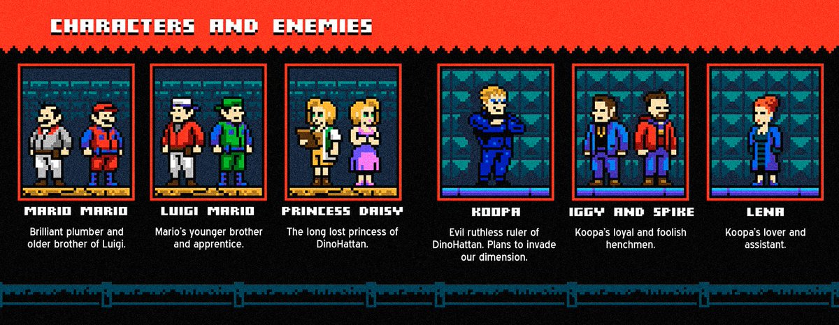 HazenBecker's tweet photo. Some interior pages from my mock game manual for "Super Mario Bros: The Movie: The Game."
(I missed Mario day 😔) #MarioDay #SuperMarioBros #Gaming #PixelArt #KingKoopa #LuigiMario #Nintendo https://t.co/VVkR0FYmOd
