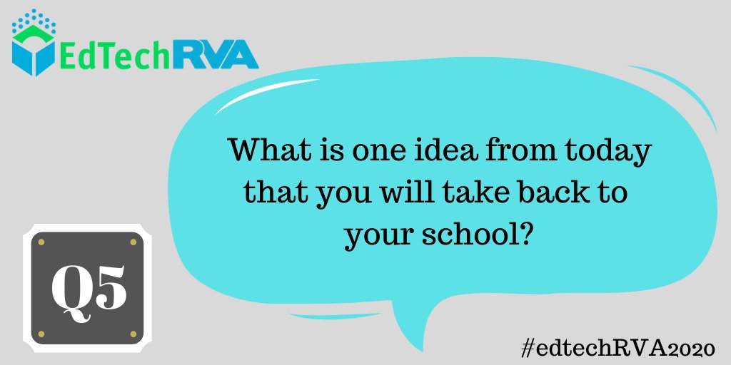 MsPriesterEDU's tweet image. Q5. What is one idea from today that you will take back to your school? #EdtechRVA #EdtechRVA2020