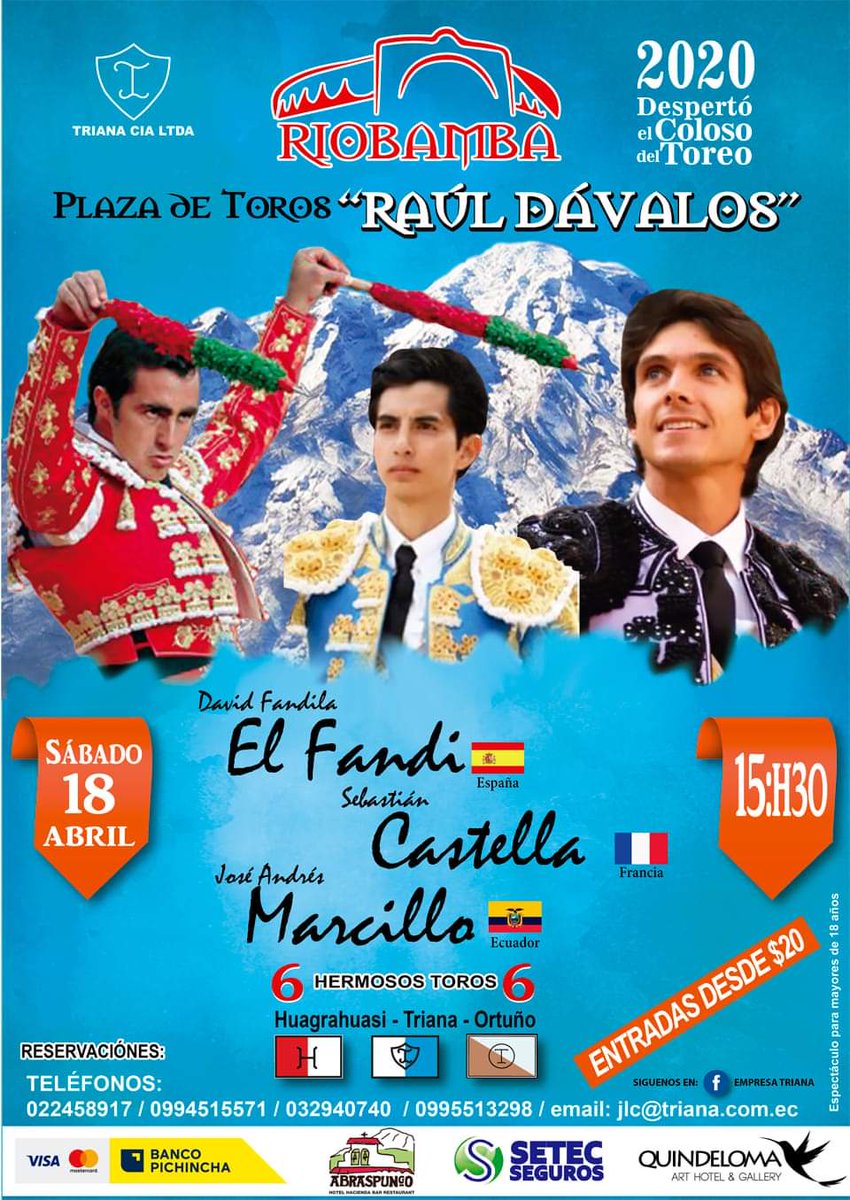 SerTaurinoEc's tweet photo. Lista oficial de precios de la localidades para la corrida de toros en la Raúl Dávalos este 18 de abril.
#SerTaurino 
#RiobambaCapitalTaurina 
#SiALosNiñosEnLosToros https://t.co/h8hANrgHQp