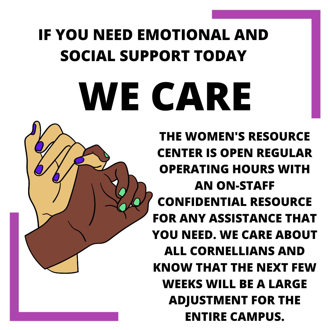 CornellWRC's tweet photo. Now more than ever the Women’s Resource Center supports and stands with all members of the Cornell community. Please use us as a resource for any of your concerns. https://t.co/hciMMtUthY