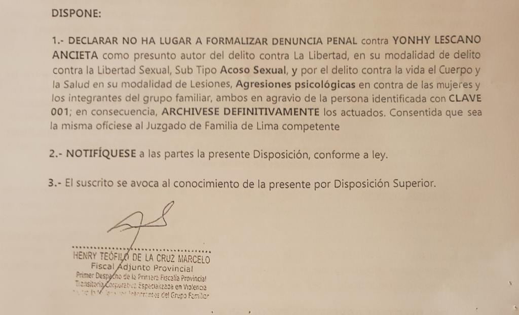 yonhy_lescano's tweet photo. Ministerio público ARCHIVO DEFINITIVAMENTE denuncia calumniosa de falso acoso en mi contra. Se probó con 7 peritajes que el wapsap es falso y que se me difamó. En esta persecución cobarde participaron el fujiaprismo y  algunos topos. Iniciaré las acciones legales respectivas. https://t.co/LsmVu2UAuH