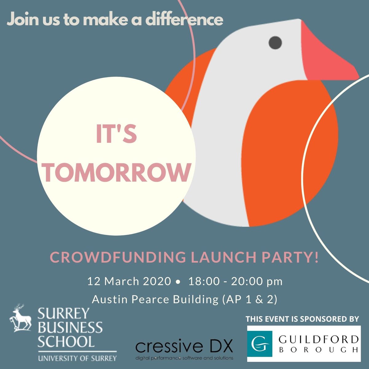 GaggleConnect's tweet photo. #GuildfordCrowdLaunchParty will be taking place tomorrow! We are super excited and can't wait to meet all the #guildfordcrowd ! #surreybusinessschool https://t.co/9Po9vSXEad