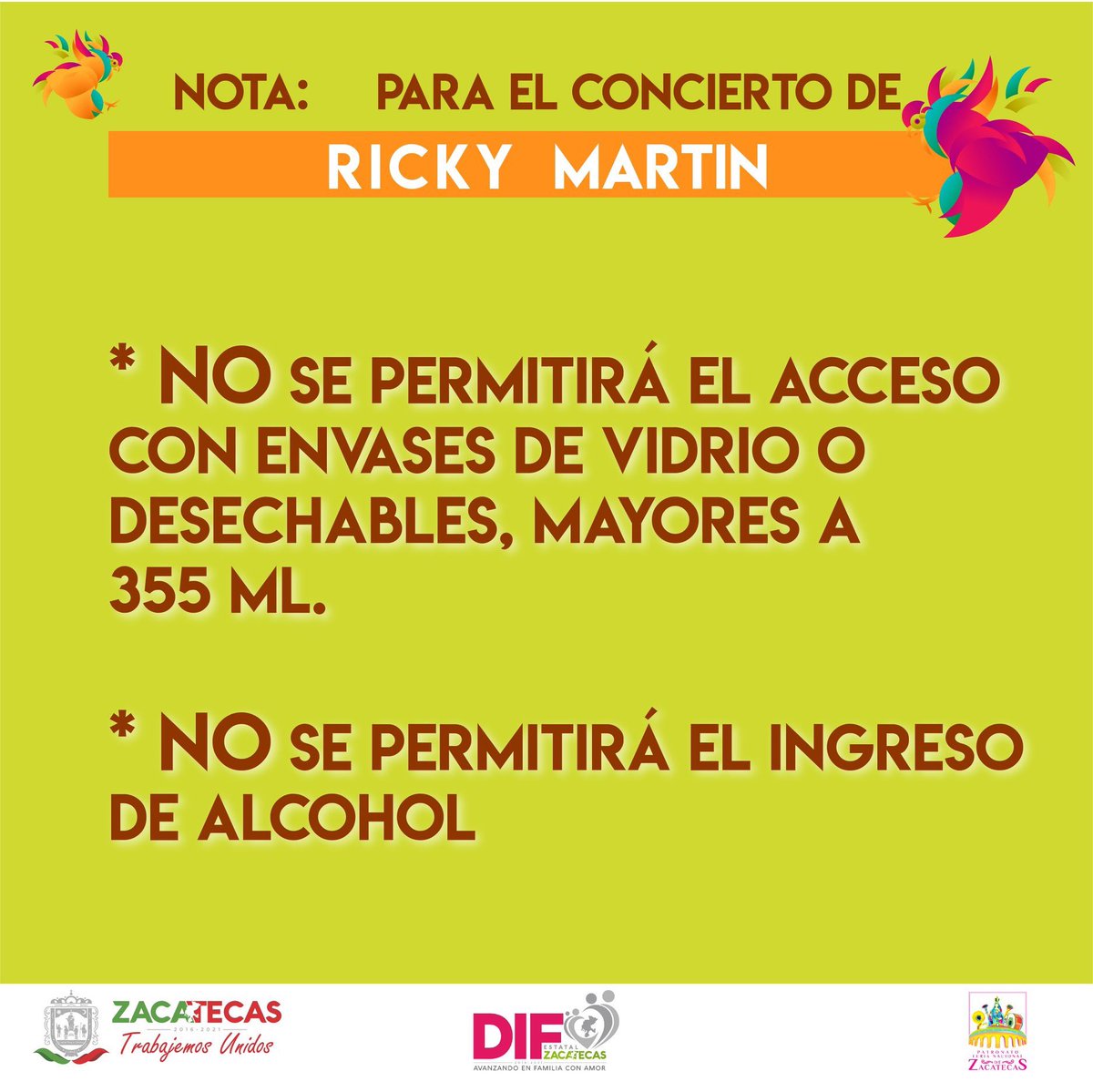 🗣Esta es una recomendación para el concierto de <a href="/ricky_martin/">Ricky Martin</a> en #Zacatecas