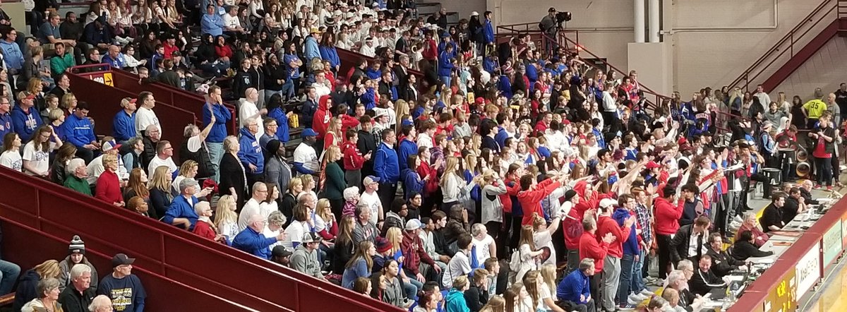 MSHSL_Amy's tweet photo. Enthusiastic student section and pep band cheering for @SimleyGBB at #MSHSL State Girls Basketball. https://t.co/h0PkB8WtTH