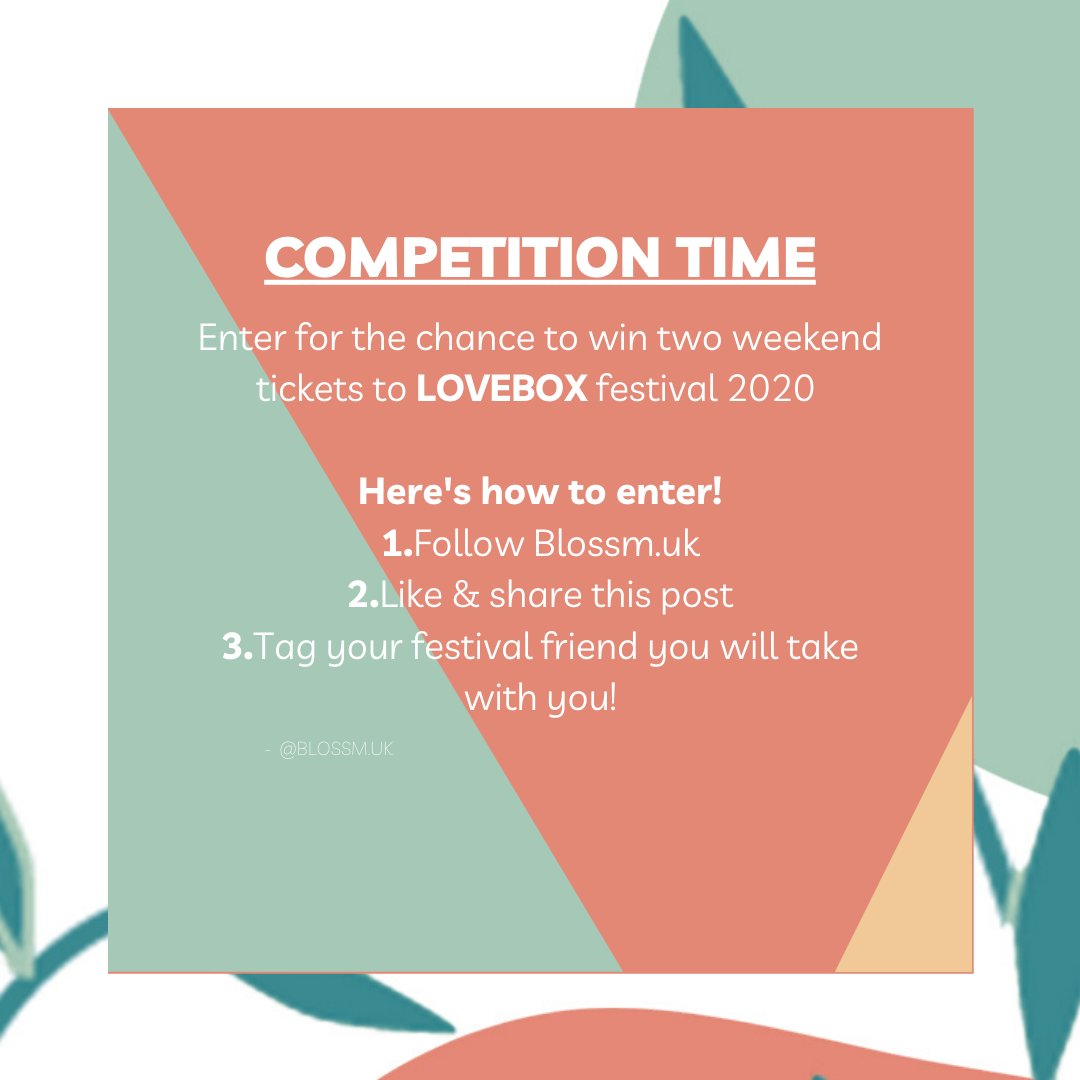 Blossmuk's tweet photo. #competition time! To celebrate our launch, we are giving away two tickets to Lovebox Festival! To enter all you need to do is follow us and RT and like this tweet! Tag a friend for an extra entry! Good luck! #giveaway https://t.co/zwDTxgzVFu