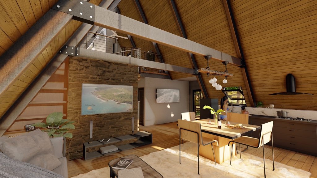 A frame wood house
