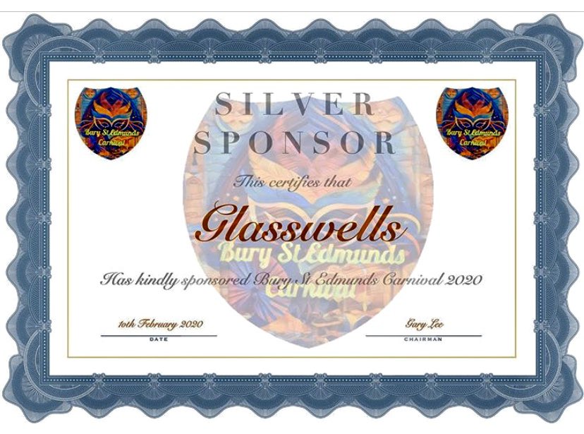 BSE_Carnival's tweet photo. 🎭 What a busy week! We are very pleased to welcome our next SILVER sponsor @Glasswells 😊 Many thanks for your support which will help us fund the #BuryStEdmundsCarnival 2020 sponsored by STENNETS 👍#WeReallyLoveBuryStEdmunds #BuryStEdmunds https://t.co/5mJy6812zl