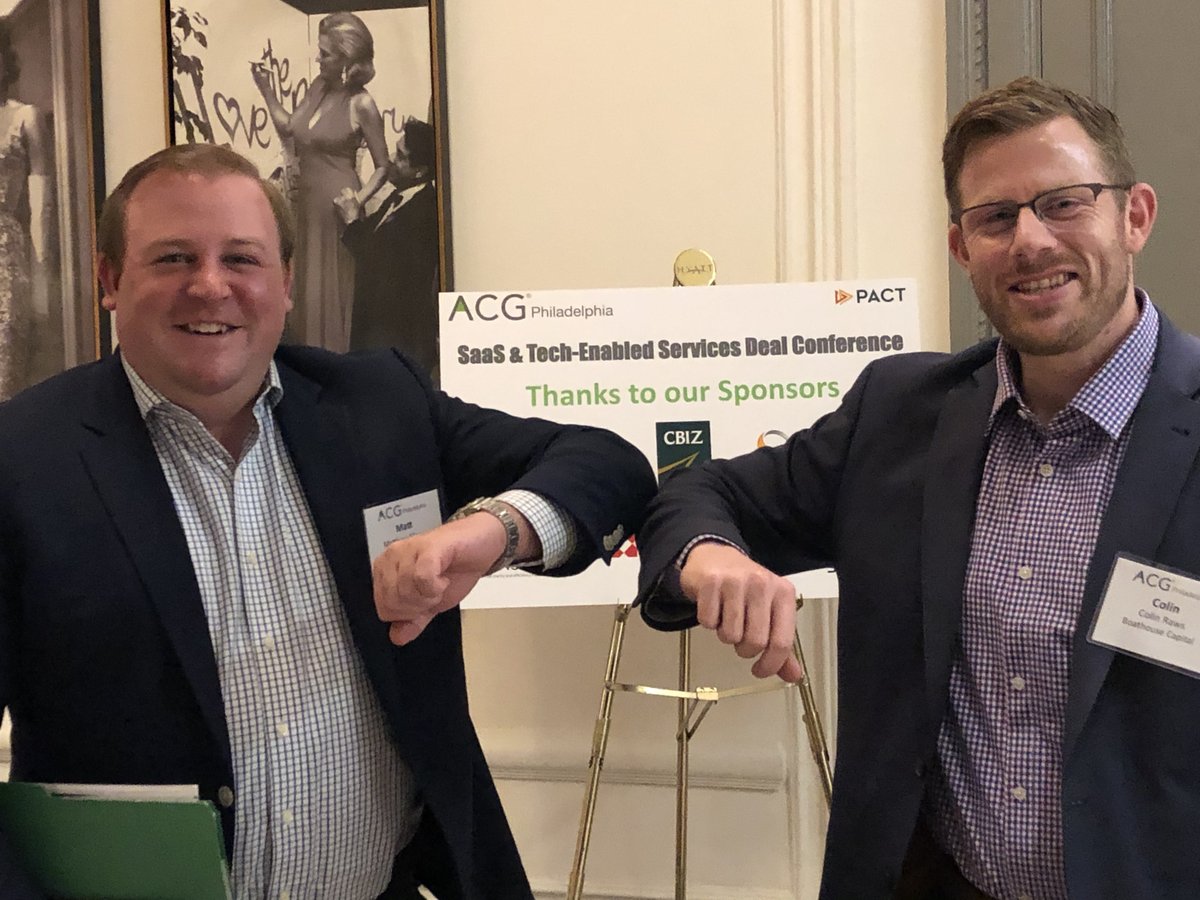 ACGPhilly's tweet photo. Here we are at the #SaaS Deal Conference and two of our members are demonstrating the RIGHT WAY to greet each other! @MattyMo26  @BoathouseCap https://t.co/skfVIWhGad