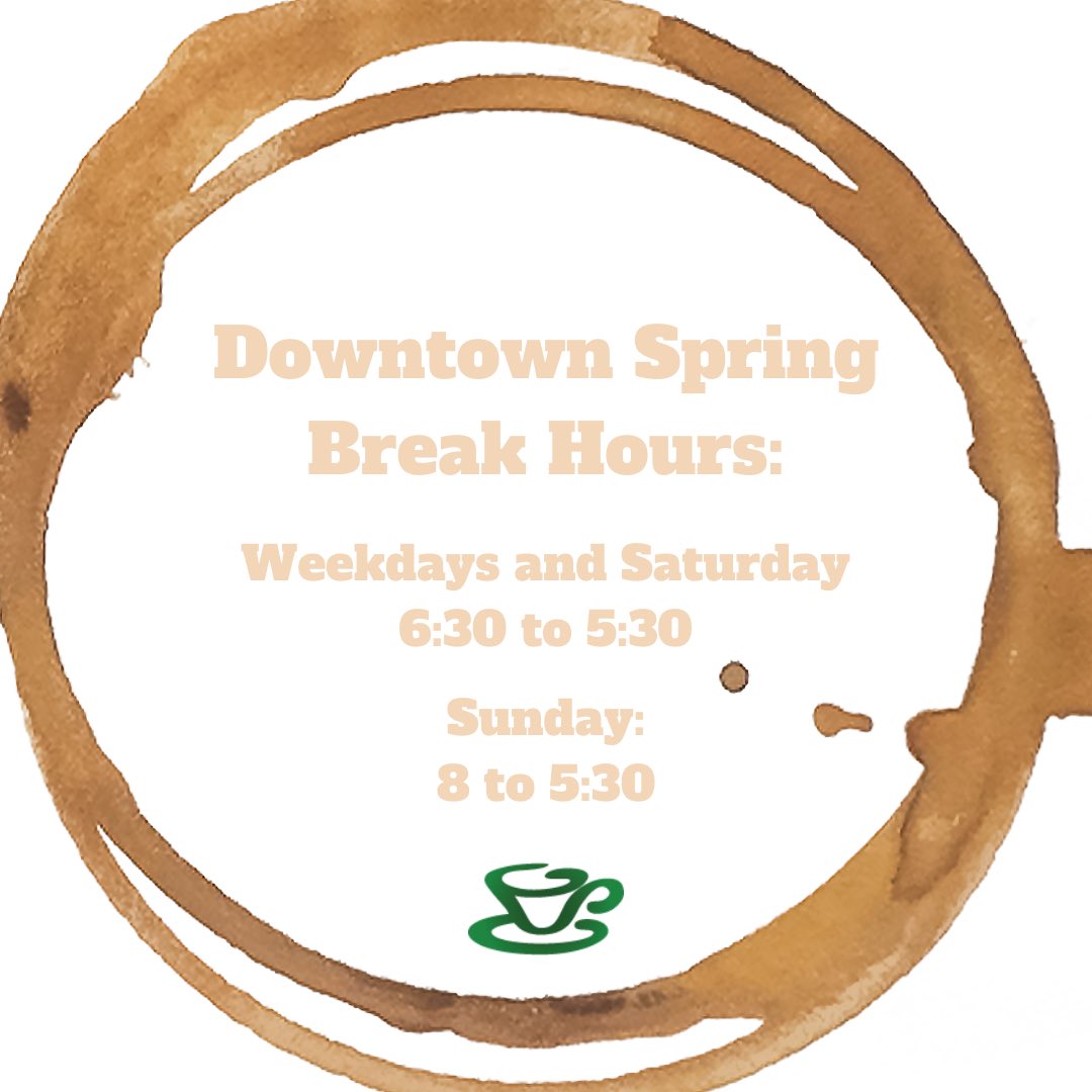 Spring breaks still require coffee and we’ve got you covered! ☕️ 
//Our Berea location’s hours are the same!//